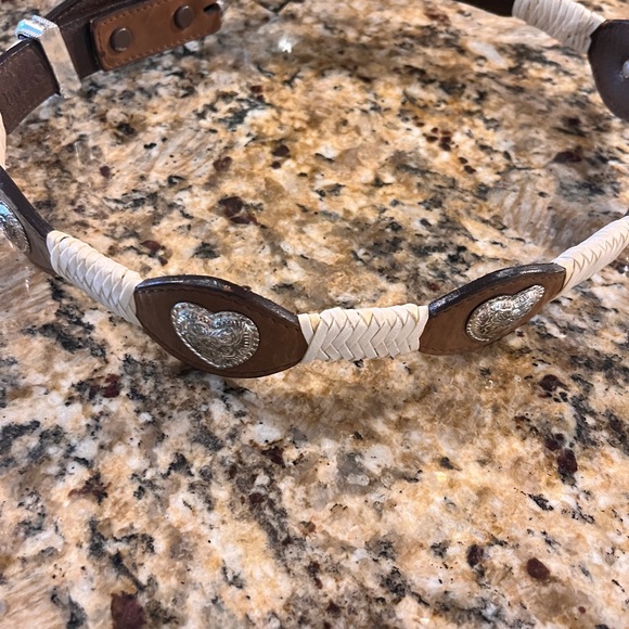 Vintage Silver Plated Heart Belt Buckle and Belt - Picture 2 of 14